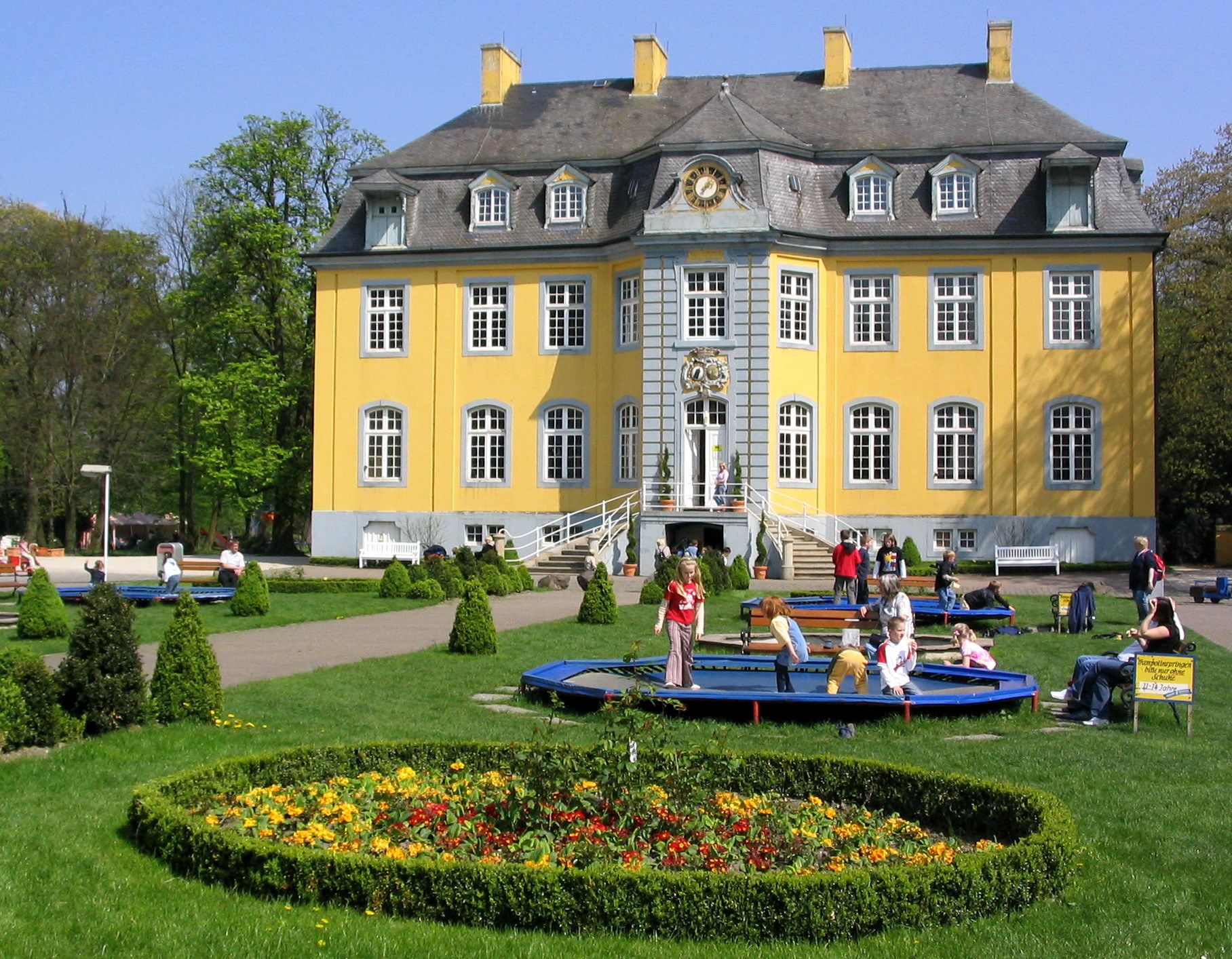 Leisure park Schloß Beck, Bottrop, front view, trampolines