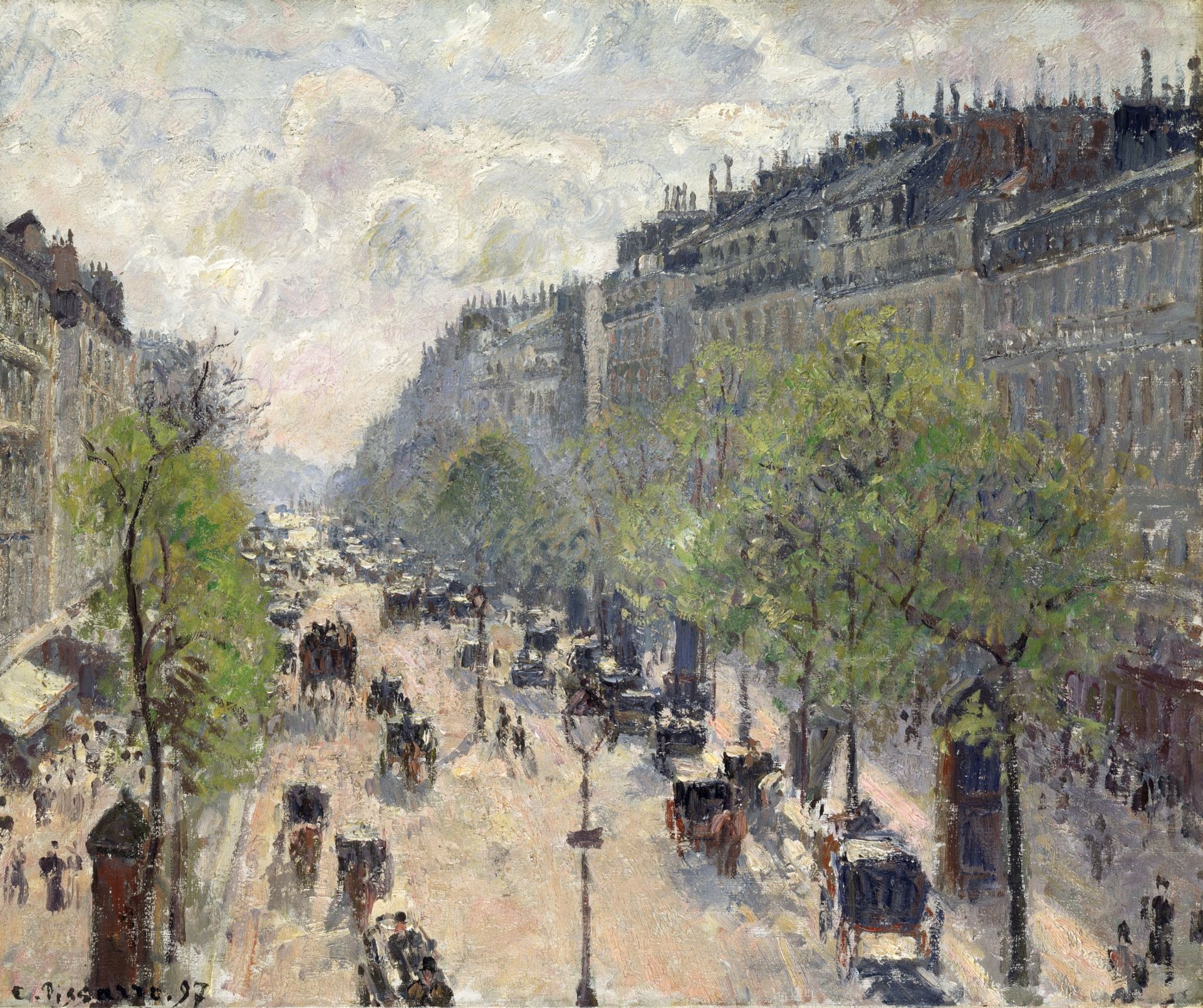 Camille Pissarro,
Boulevard Montmartre, Spring,
1897, oil on canvas,
Museum Langmatt, Langmatt Sidney and Jenny Brown Foundation, Baden, Switzerland