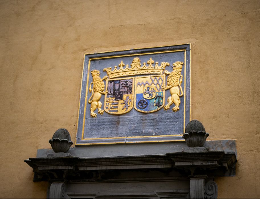 The coat of arms relief at Dyck moated castle