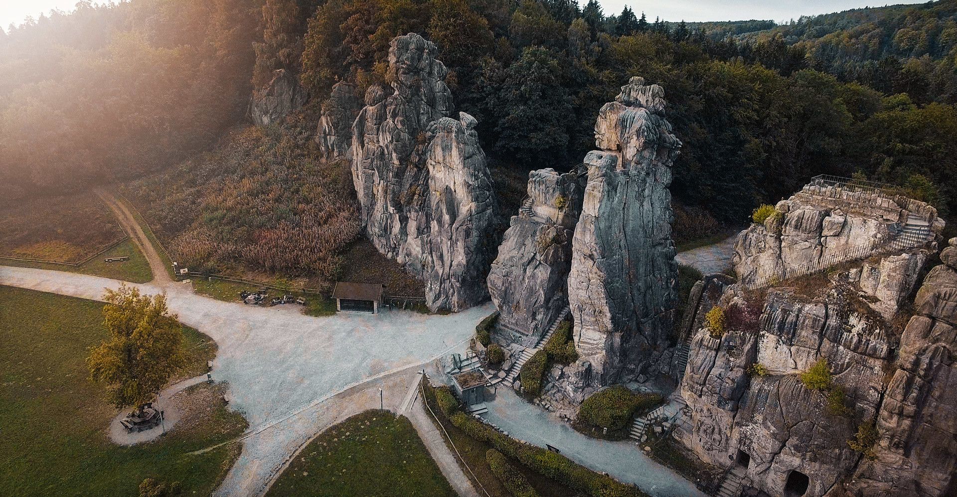 View from above of the Externsteine near Detmold