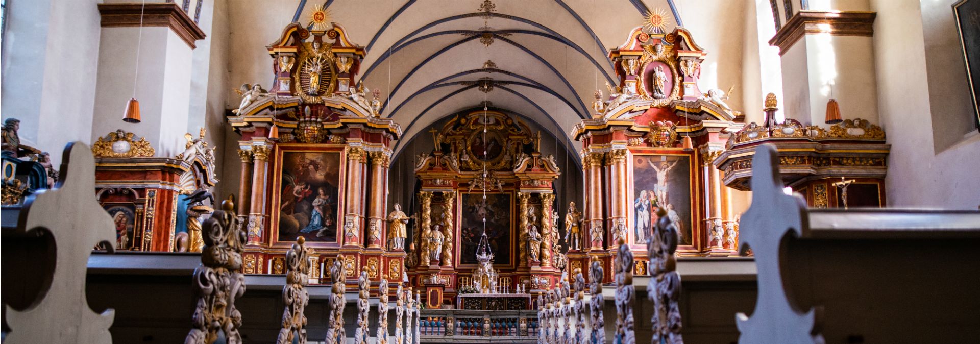 The rich furnishings of the baroque church of St. Stephanus and Vitus in Corvey