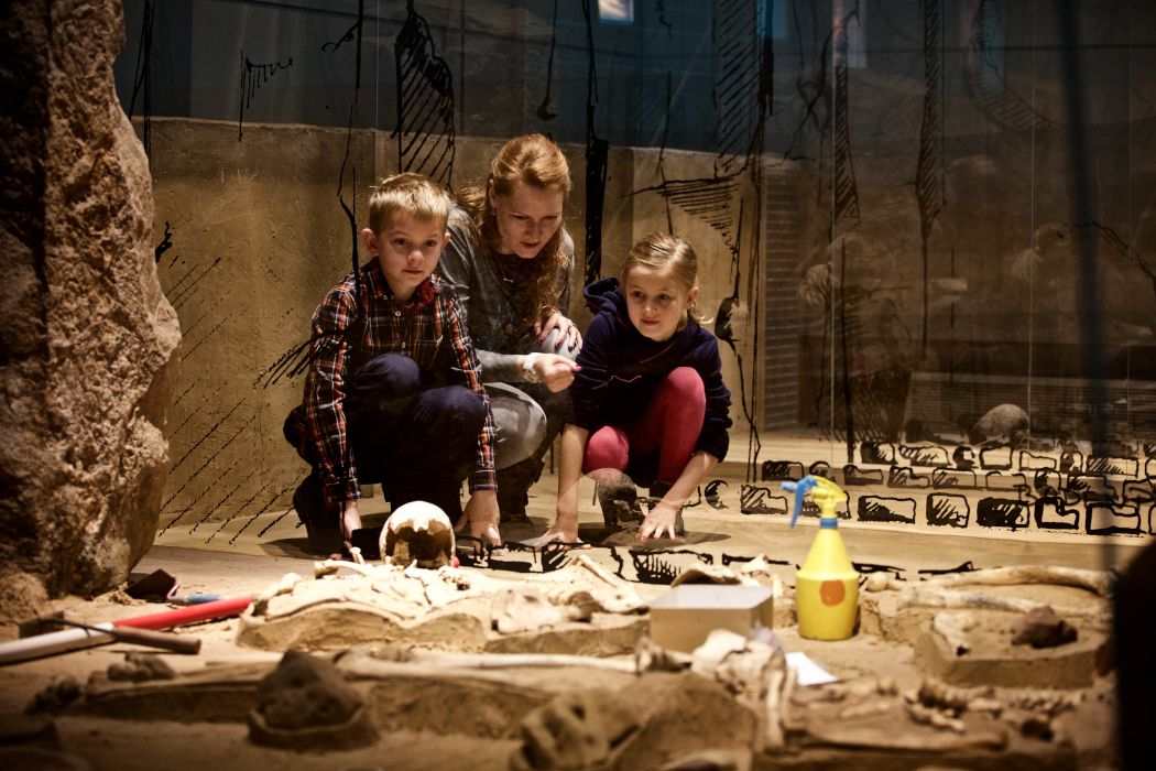 The search for clues in the staged megalithic tomb is also something for the museum's younger guests