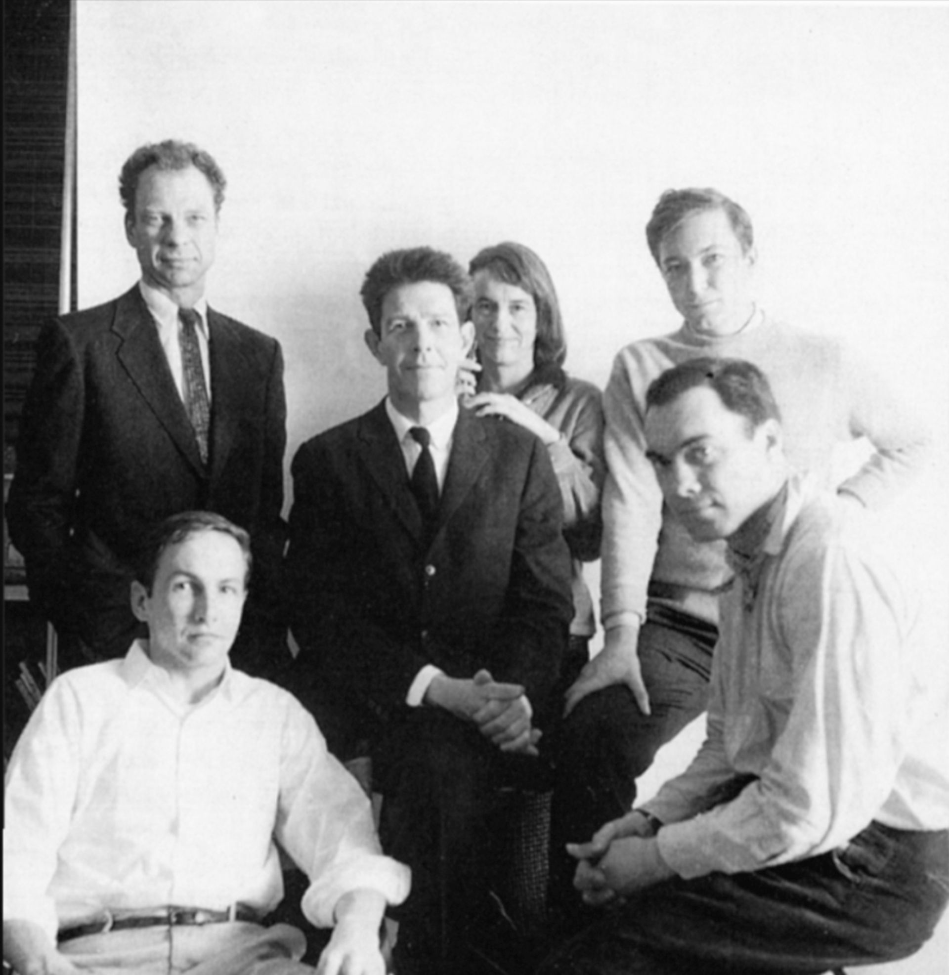 From left to right: Merce Cunningham, Robert Rauschenberg, John Cage, M.C. Richards, Bob Catoin and Jasper Johns, 1958