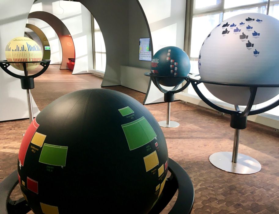 Guests will also find various globes in the New Media area