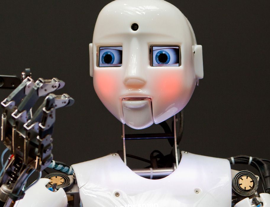 RoboTheSpain is a life-size humanoid robot created for public demonstrations of human-machine interaction