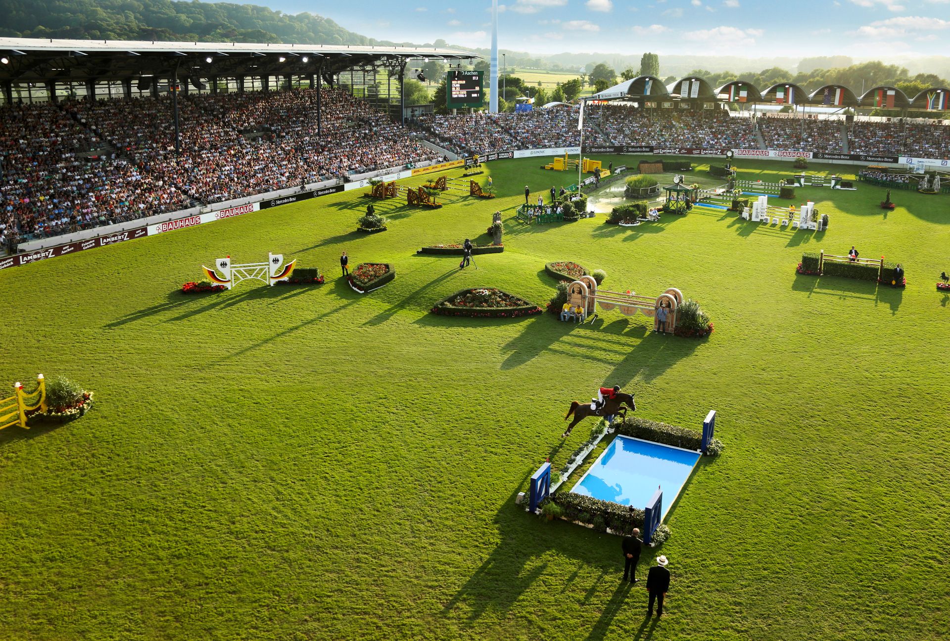 The main stadium at the CHIO Aachen offers space for 40,000 guests. This is where the show jumping and eventing disciplines take place