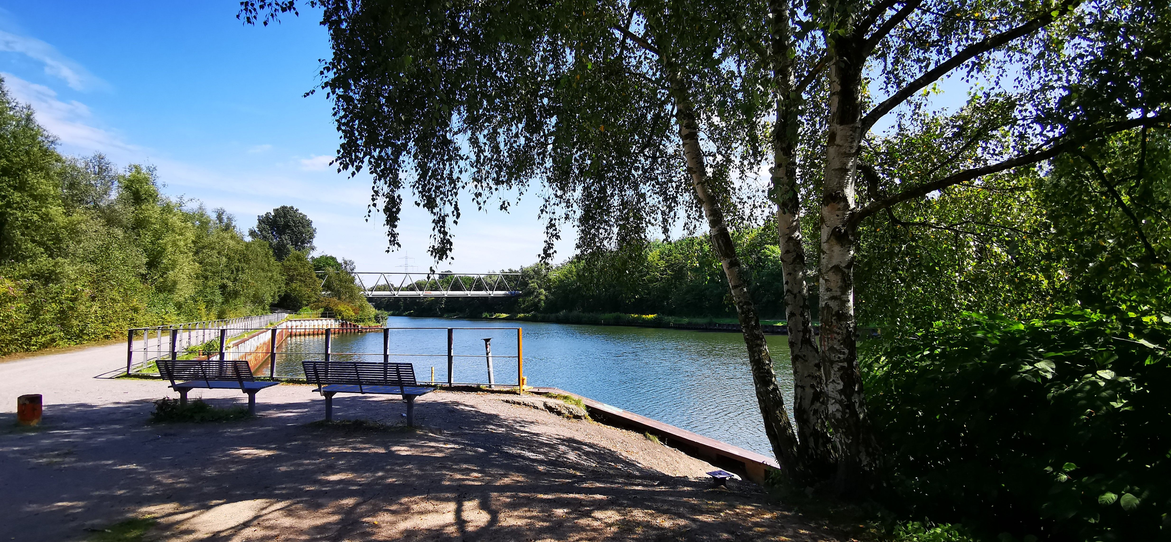 Benches along the Rhine-Herne Canal