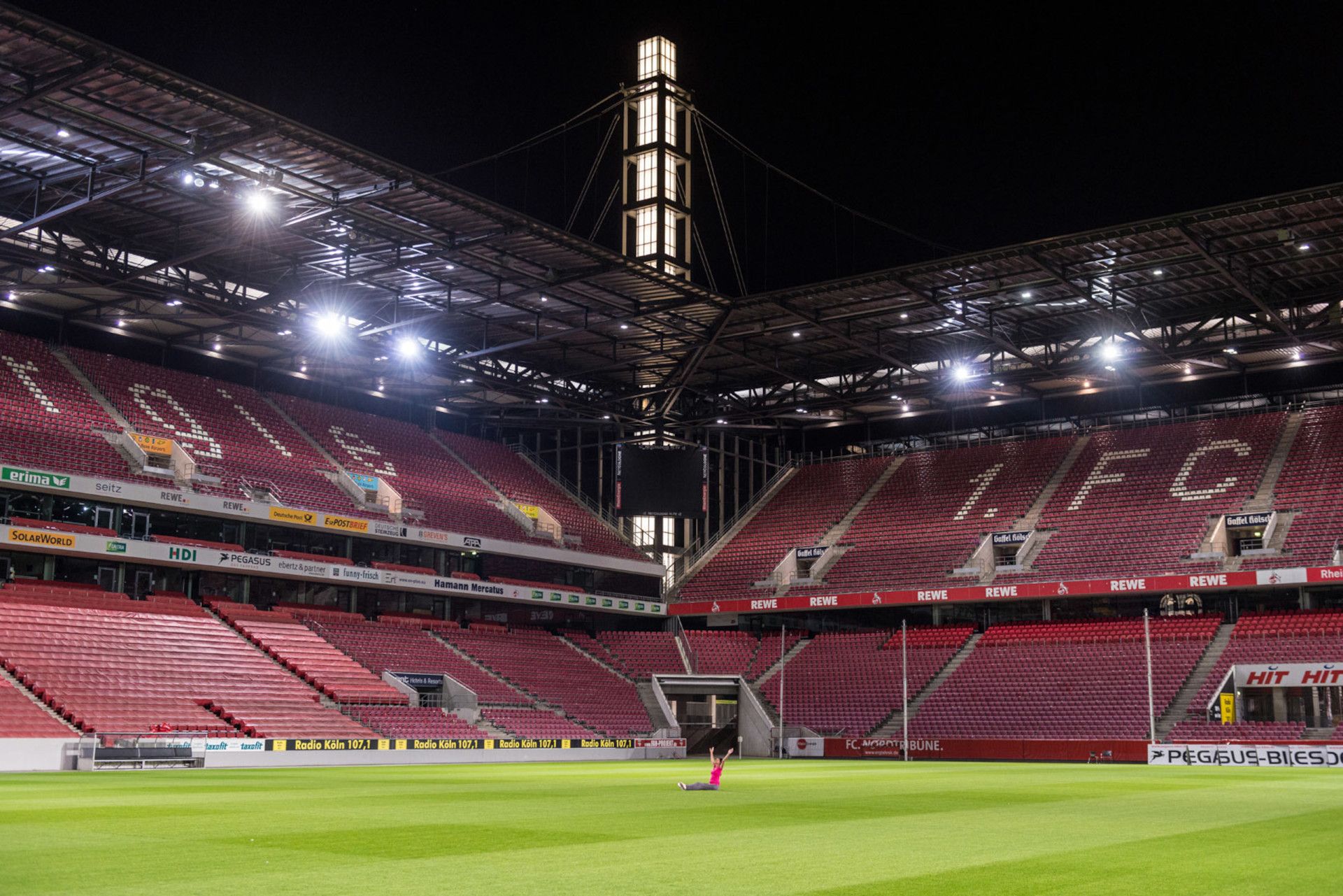 Field and grandstand of the Rheinenergiestadion in Cologne